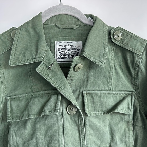 Levi Strauss & Co. Embroidered Military Jacket Shacket Army Green Size XS - Picture 8 of 11